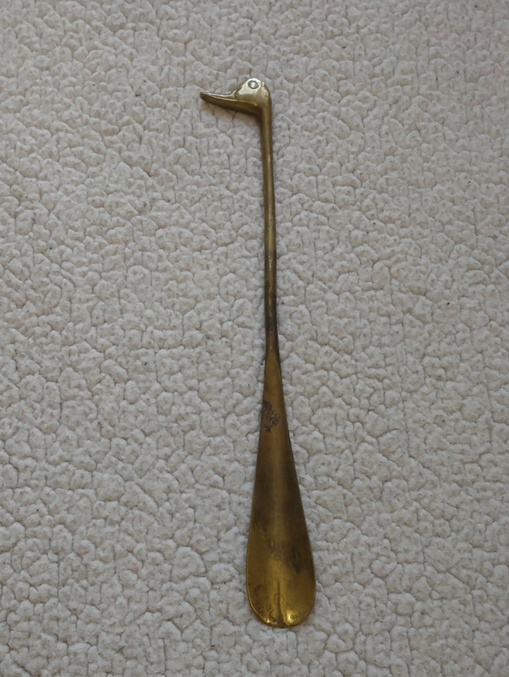 Antique Solid Brass Duck Head Shoe Horn - 12.75"